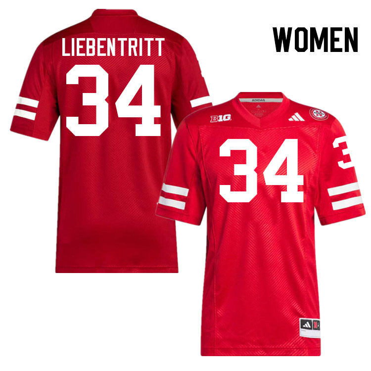 Women #34 Barret Liebentritt Nebraska Cornhuskers College Football Jerseys Stitched Sale-Scarlet